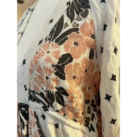 Free people talluhah mini dress boho floral 3/4 sleeve v neck size xs - Picture 4 of 10